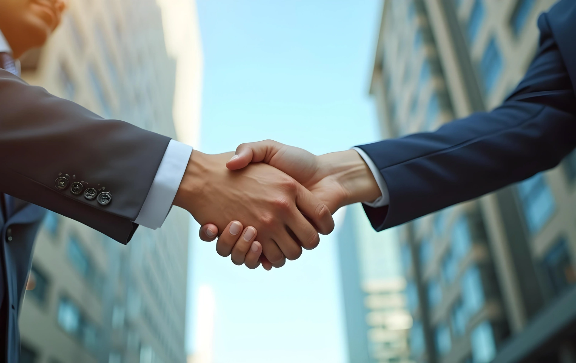 Home builder and client handshake on site