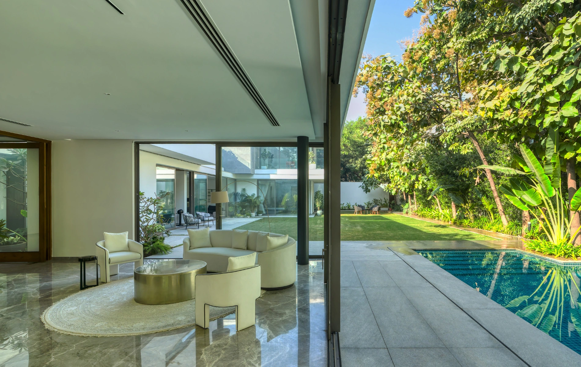 Modern luxury house with glass doors
