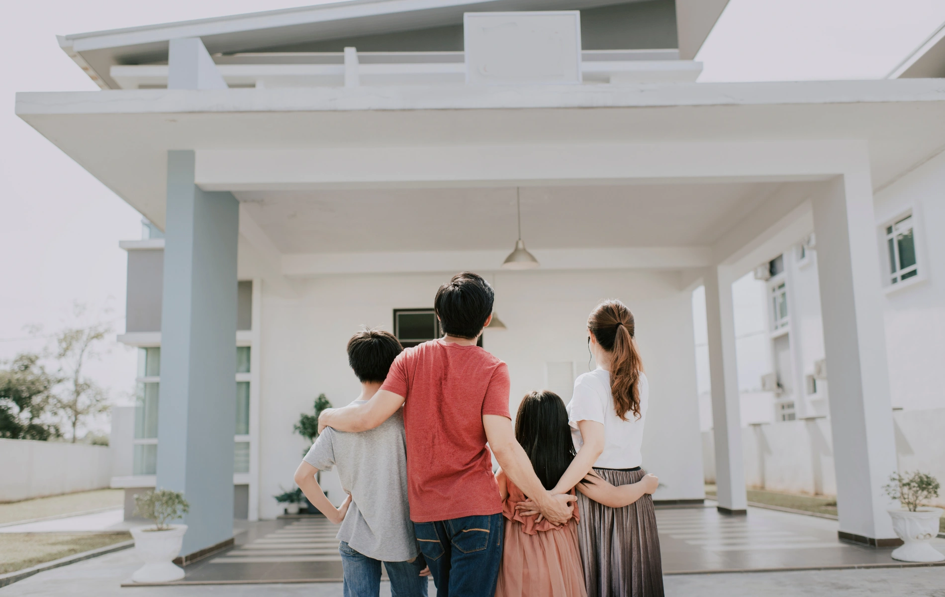 Family moving into a new family home